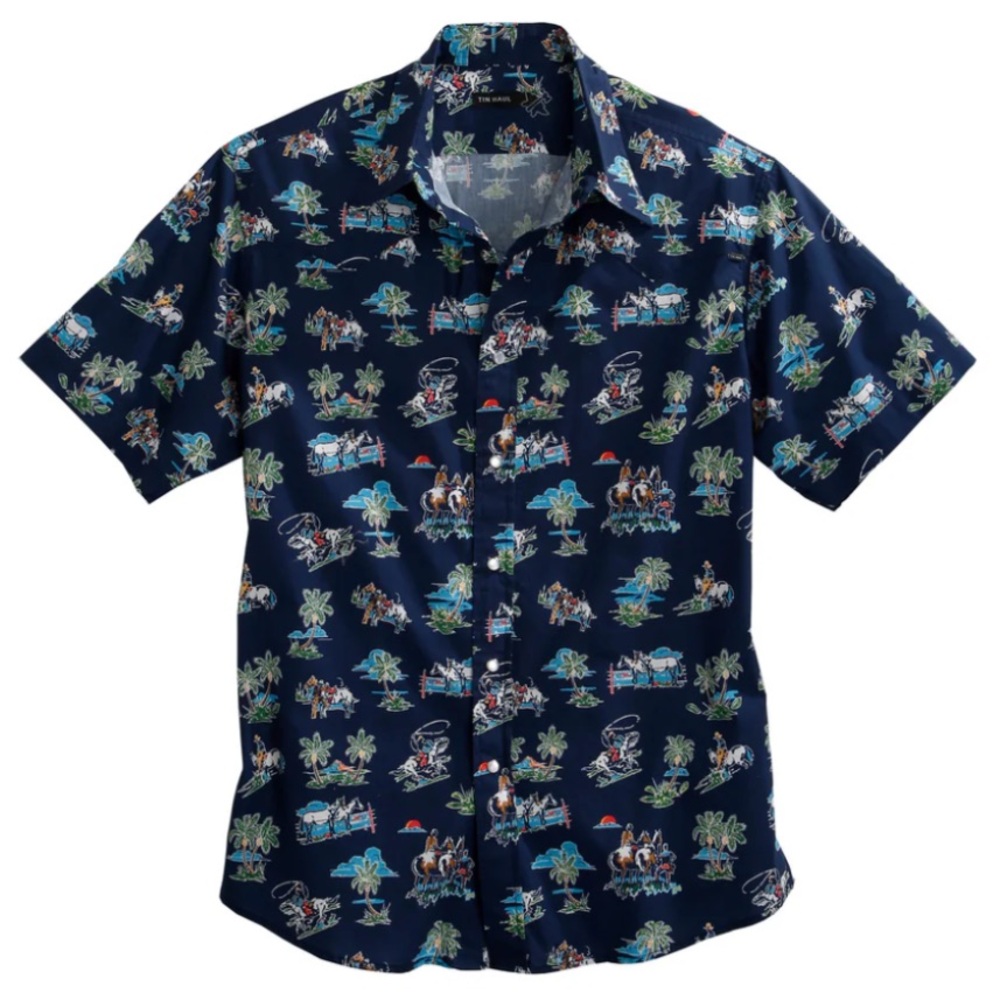 TIN HAUL MENS SHORT SLEEVE SNAP COWBOY TROPICS WESTERN SHIRT